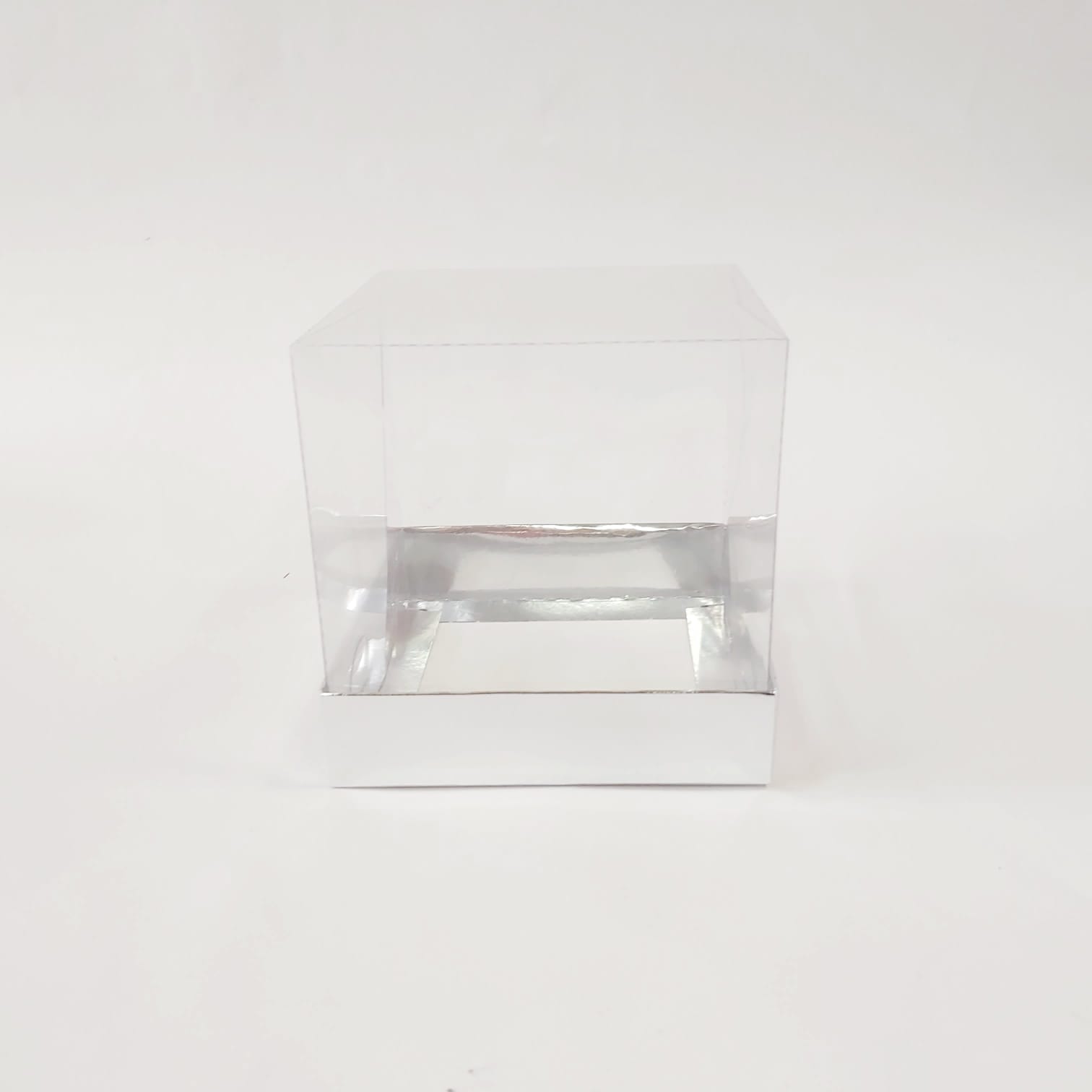 12x12x12 Gümüş Altı Karton Üzeri Asetat Kutu