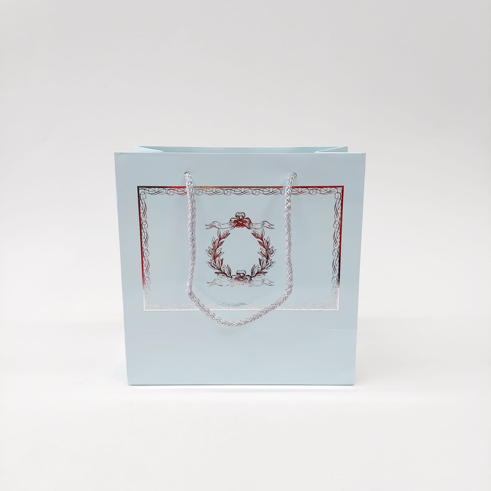 20x20x10 Mavi Gümüş Yaldızlı Karton Çanta