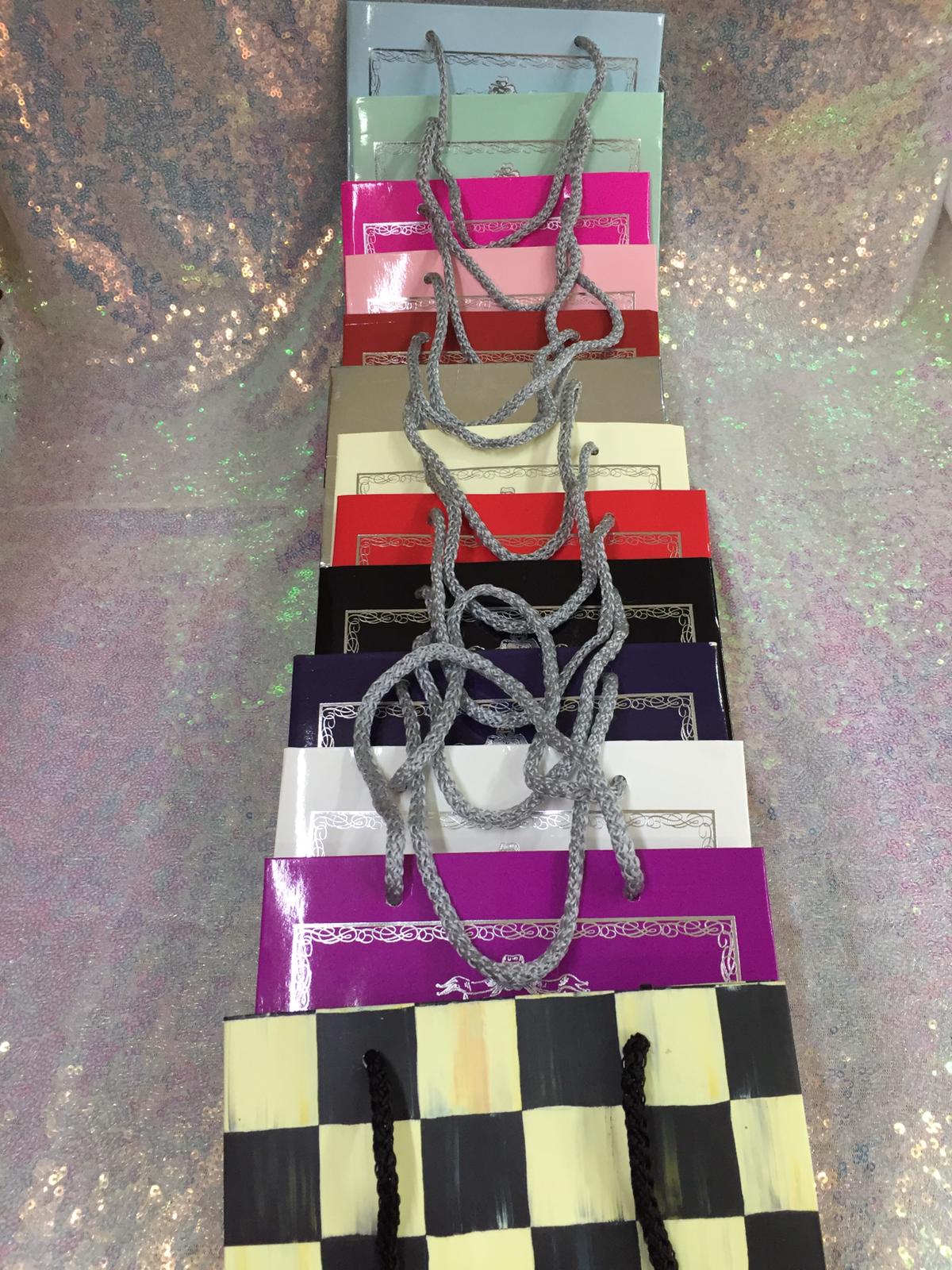 18x15x7 Fuşya Gümüş Yaldızlı Karton Çanta