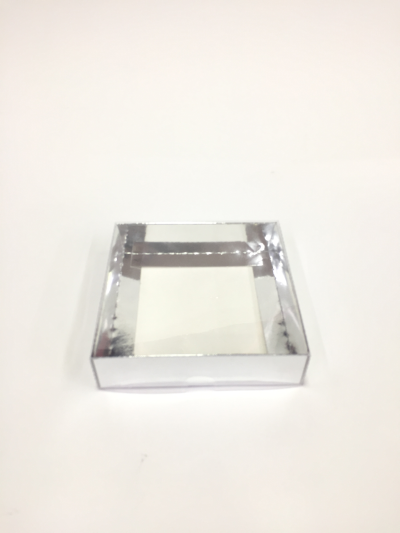 12x12x3 Gümüş Altı Karton Üzeri Asetat Kutu