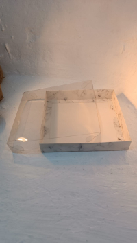 18x18x3 Beyaz Mermer Desenli Kutu