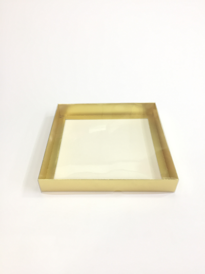 20x20x3 Altın Altı Karton Üzeri Asetat Kutu