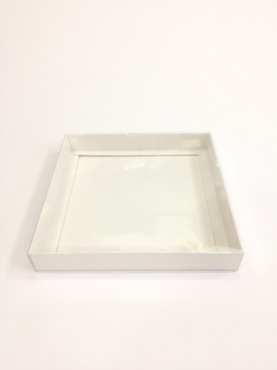 20x20x3 Beyaz Altı Karton Üzeri Asetat Kutu