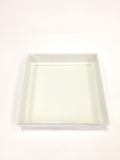 20x20x5 Beyaz Altı Karton Üzeri Asetat Kutu