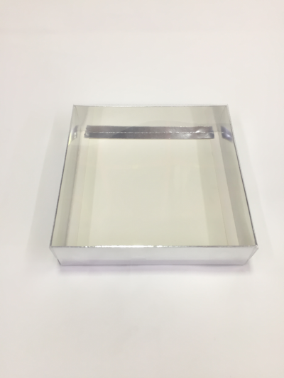 20x20x5 Gümüş Altı Karton Üzeri Asetat Kutu