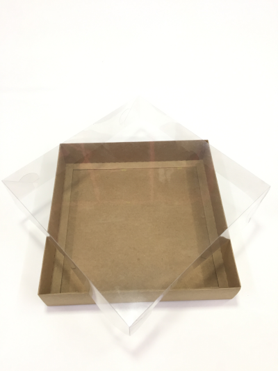 25x25x5 Kraft Altı Karton Üzeri Asetat Kutu