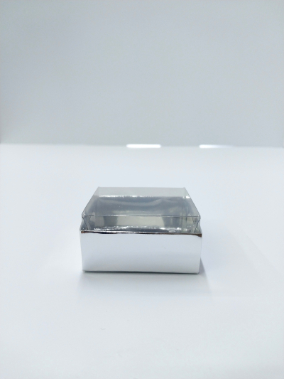 5x5x3 Gümüş Altı Karton Üzeri Asetat kutu