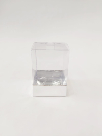 6x6x10 Gümüş Altı Karton Üzeri Asetat Kutu