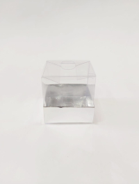 6x6x6 Gümüş Altı Karton Üzeri Asetat Kutu