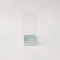 8x8x20 Altın Yaldızlı Mavi Altı Karton Üzeri Asetat Kutu