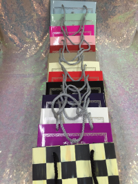 18x15x7 Fuşya Gümüş Yaldızlı Karton Çanta