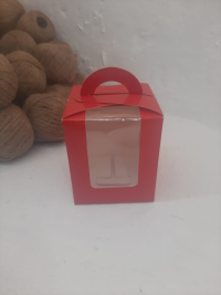 Kırmızı Renkli Tekli Cupcake Kutusu 9x9x10